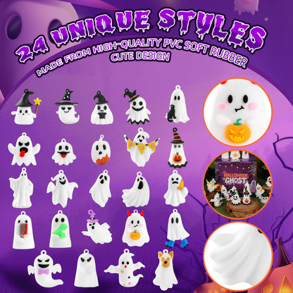 compareye Ghost Figures 48 Pcs - Halloween Party Favors, 1.6" Mini Ghost Figures for Dollhouse Decor, Trick or Treat Gift for Kids Gifts for Boys, Girls, Teens