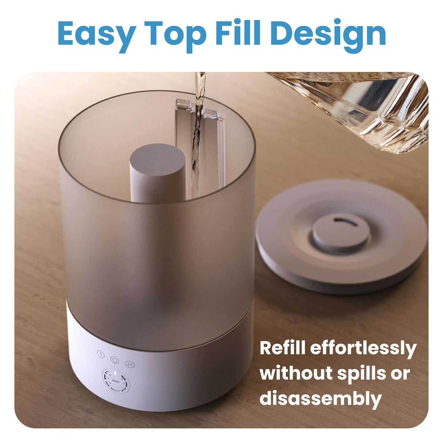 Everlasting Comfort 2.5L Top Fill Humidifiers for Bedroom, 2.5L - Quiet Easy to Fill & Clean, 24HR Runtime, Night Lights, Timer, Ultrasonic Cool Mist Humidifier, Auto Shut-Off, Essential Oil Diffuser