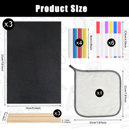 BOUBONI 3 Packs Small Chalkboard Sign 5.1x7.9 Inch With Wood Base - Double-Sided Message Boards Menu Stand for Kitchen, Wedding, Bar and Restaurant