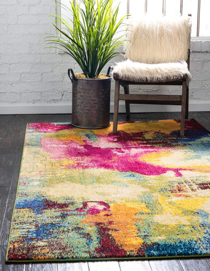 Unique Loom Estrella Collection Colorful, Abstract, Watercolor, Modern, Eclectic Area Rug (5' 0 x 8' 0 Rectangular, Multi/Beige)