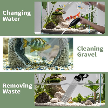 6ft Aquarium Siphon Vacuum Cleaner, Hand Siphon Pump Water Changer for Fish Tank Cleaning Gravel & Sand