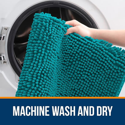 OLANLY Large Bathroom Rugs 40x24, Extra Soft Absorbent Chenille Bath Rugs, Rubber Backing Quick Dry, Machine Washable Bath Mats for Bathroom Floor, Tub and Shower, Home Decor Accessories, Deep Lake