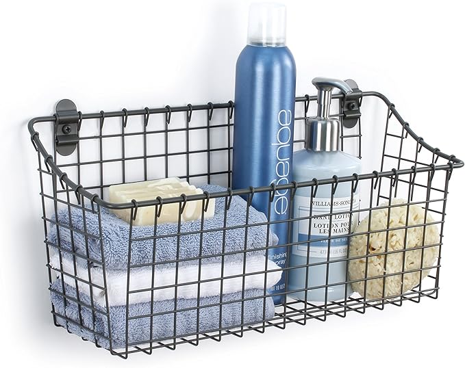 Spectrum Extra Large Wire Wall Mount Storage Basket Industrial Gray, Vintage