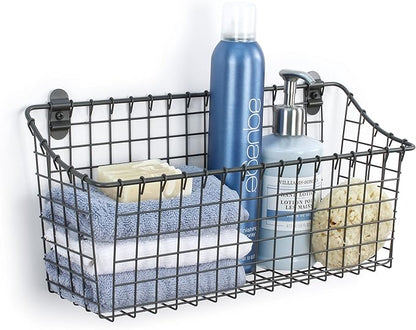 Spectrum Extra Large Wire Wall Mount Storage Basket Industrial Gray, Vintage