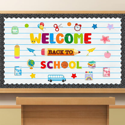 Lined Bulletin Board Roll 15.7in x 36ft Reusable Waterproof Non-Woven Fabric Background Fade Resistant Erasable Blue Lined Classroom Bulletin Board Decor for School Office Arts Crafts Home Wall Decor