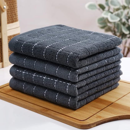 Homaxy 100% Cotton Terry Kitchen Towels, Checkered Designed, Soft and Super