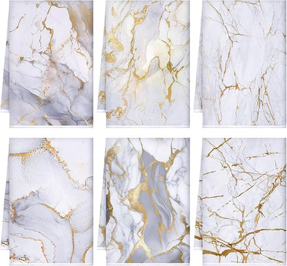 Boyiee Set of 6 Marble Kitchen Towels Gold Dish Towels Absorbent Stylish Marble