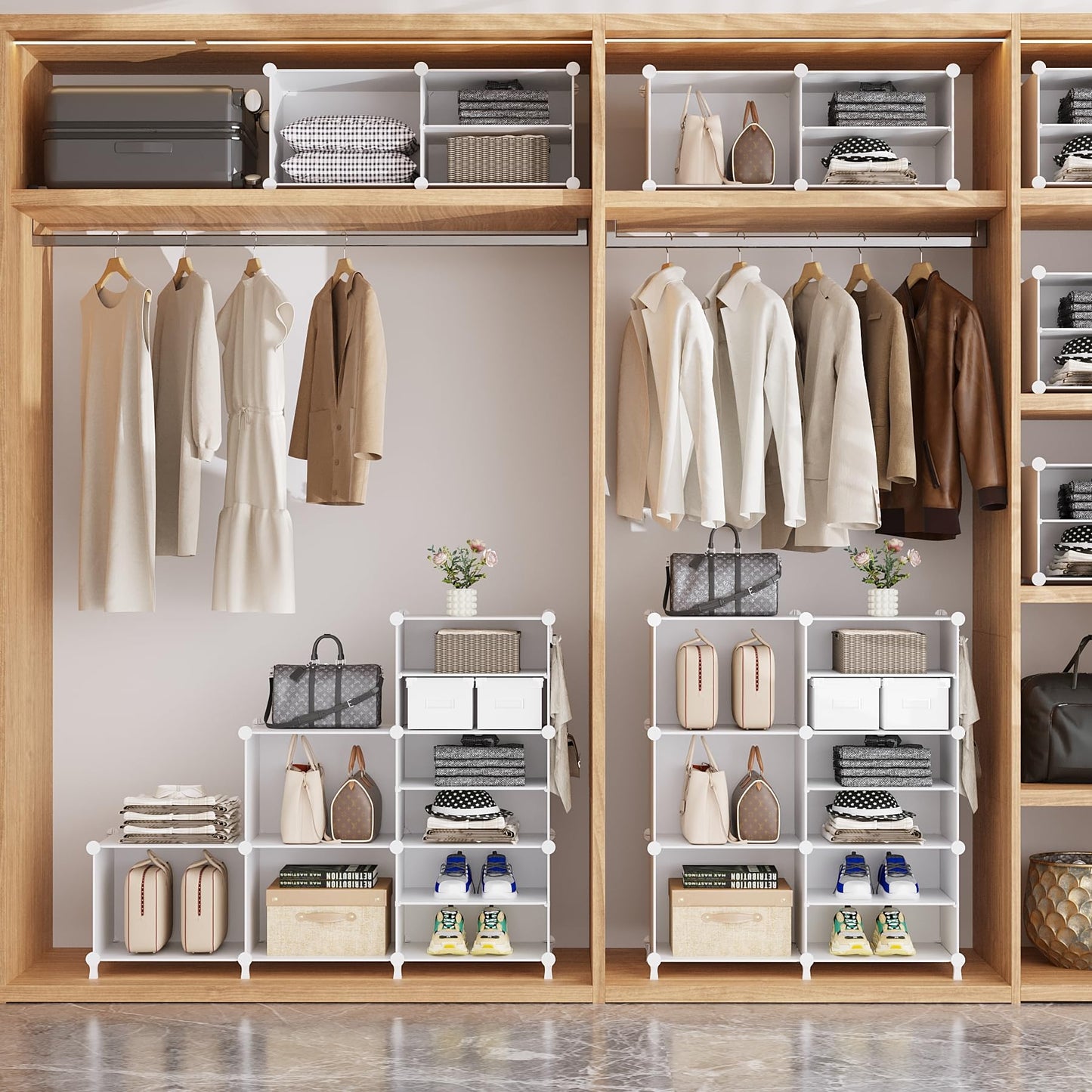 AWTATOS 6 Cube Closet Organizer Storage Shelves Portable Clothes Organizers and Storage Stackable Cubby Shelving for Closet Bedroom Living Room Office White
