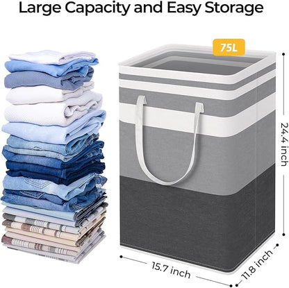 HomeHacks 3-Pack Large Laundry Basket, 75L Each Waterproof, Freestanding