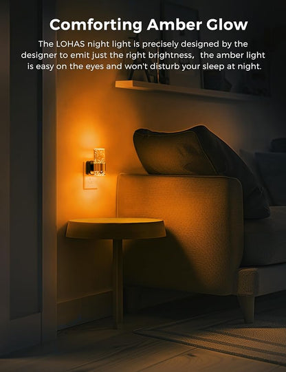 L LOHAS LED Night Lights Plug into wall, Amber Night Light with Adjustable Brightness, Plug in NightLight with Auto Light Sensor, Wall Sconce-Style Design Night Light for Bathroom,Hallway, 2 Pack