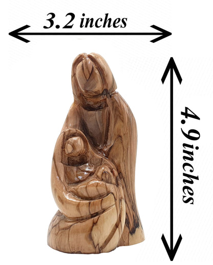 Zuluf Olive Wood Holy Family Nativity 4.9" - Hand Carved Mary Joseph Baby Jesus Figurines Christmas Scene Holy Land HOF050