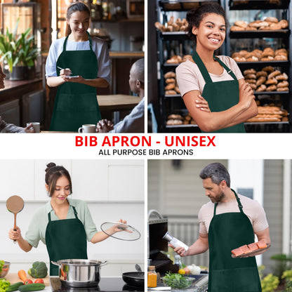 Utopia Kitchen 10 Pack Bib Apron, Unisex Adjustable Aprons with 2 Pockets, Waterdrop Resistant Cooking Kitchen Chef Apron for Men Women