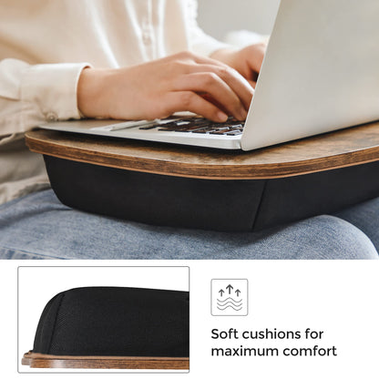 SONGMICS Lap Desk, Bed Tray, Laptop Table with Handle, Cushion, 12.6 x 15.7 x 3.1 Inches, Rustic Brown ULLD109B01