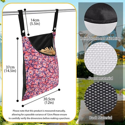 2 Pcs Clothespin Bag with Large Opening Clothes Pins Holder Outdoor and Laundry