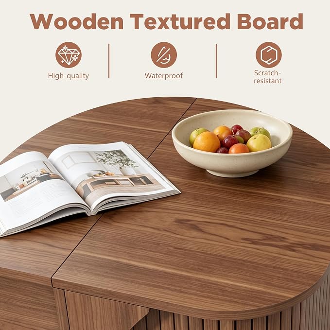Lift Top Coffee Table with Storage, Wood Tabletop Center Table with Large Storage Shelf, Mid Century Modern Coffee Table for Living Room