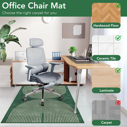 Office Chair Mat for Hardwood Floor&Tile Floor,36"X 48" Heavy Duty Desk Chair Mat for Hard Floors,Under Desk Rug for Rolling Computer Chair,Anti Slip,Low Pile Carpet Floor-Geo Green