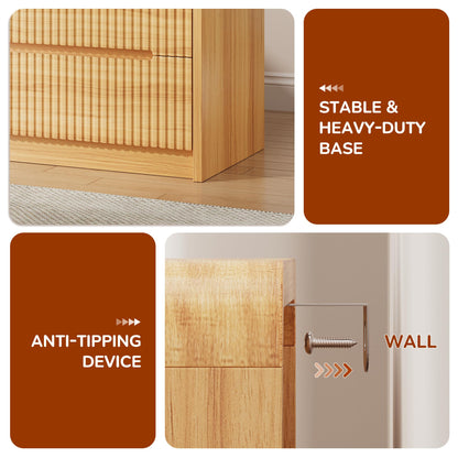 OtterOasis Fluted 8 Dresser for Bedroom, Drawer Dressers for Closet 53" Wide Large Wood Dresser Modern TV Stand, Wooden Clothes Storage Organizer Chest of Drawers for Living Room Hallway Entryway