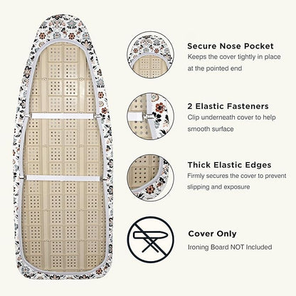 Ironing Board Cover and Pad 18"x49" Extra Thick Natural Cotton, Scorch and