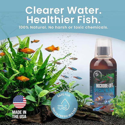 MICROBE-LIFT Special Blend Aquarium Water Care Treatment, Cleaner & Clarifier for Fresh and Saltwater Fish Tanks, Reduces Maintenance & Helps with Aquarium Algae Control and Odor, 16 Ounces (SBH16)
