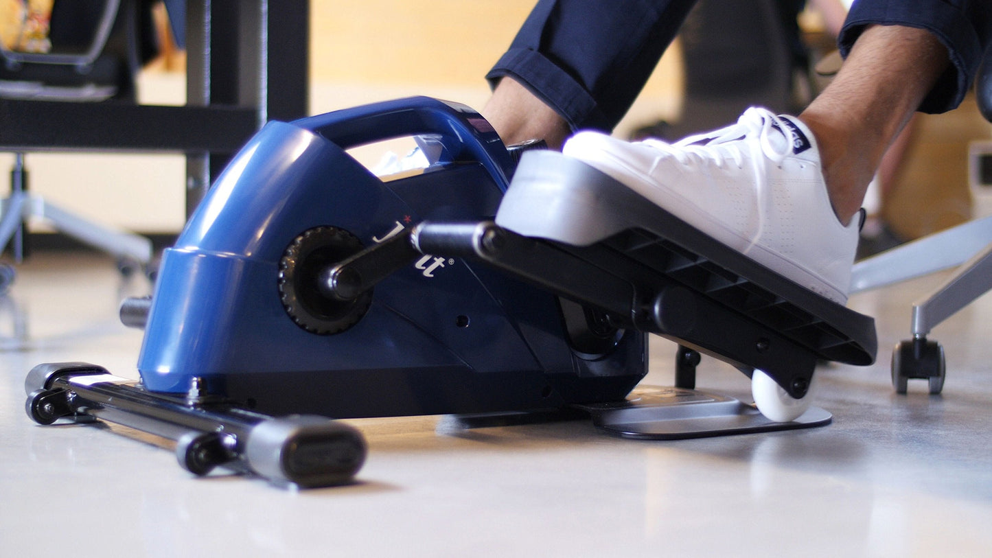 JFIT Under Desk and Stand Up Mini Elliptical/Stepper w/Adjustable Angle, Navy/Black