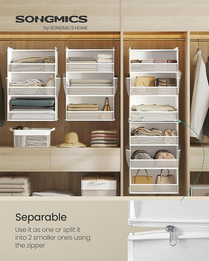 SONGMICS Hanging Closet Organizer, 6-Tier Fabric Storage Shelf, Separable