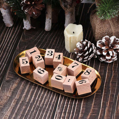 Dizdkizd 12 Pieces Wooden Rubber Stamps, Small Number 0-9 Decorative Multipurpose Wood Mounted Rubber Stamp Set for DIY Craft, Letters Diary and Craft Scrapbooking