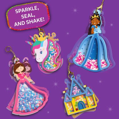 Skillmatics Shake-its – Glitter Craft Kit for Kids, DIY Arts & Crafts with Keychains, Mess-Free Activity, Unicorns & Princesses, Travel Toy, Birthday Gift for Girls & Boys Ages 4, 5, 6, 7, 8, 9
