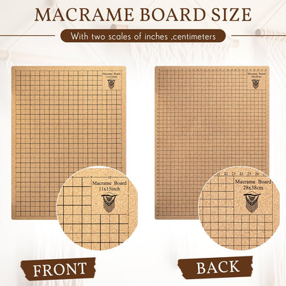 Tandefio 104 Pcs 12x16 Inch Macrame Board and Metal Adjustable Holder with T Pins Clips Macrame Project Supplies Tools Double Sided Grids for Braiding Cording Bracelet Creating