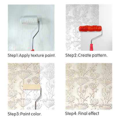 Hanroy 7'' Patterned Paint Roller for Wall Decoration Classic Brick Embossing Texture Rubber Roller Decorative Household DIY Paint Art Tool for Wall Decoration(EG346T)