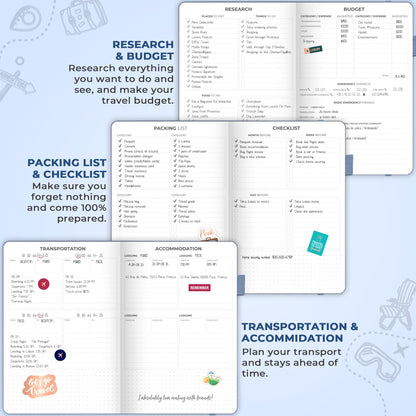 Clever Fox Travel Journal – Vacation & Trip Organizer with Budget Plan, Packing List, Travelling Expense Tracker, A5 (Smoke Blue)