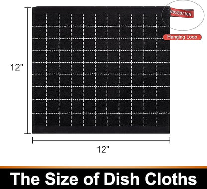 Mordimy 100% Cotton Terry Cloth Dish Cloths, Soft and Absorbent Checkered Dish