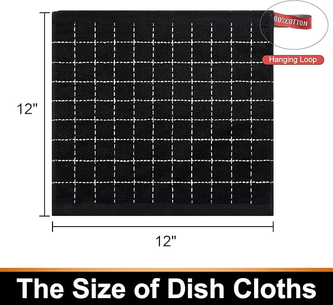 Mordimy 100% Cotton Terrycloth Kitchen Towels and Dishcloths Sets, Soft and
