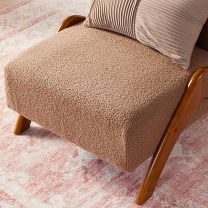 MILCIL Oversized Accent Chair, upholstered armless mid Century Modern Living Room Chair with Wooden Legs for Bedroom/Office/Cafe, Sherpa Brown