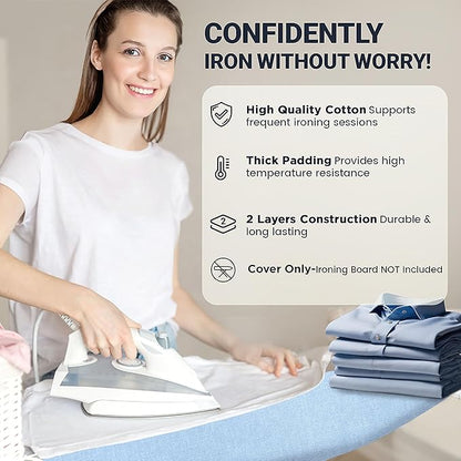 Ironing Board Cover and Pad 15"x54" Extra Thick Natural Cotton, Scorch and