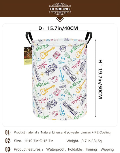 HUNRUNG Laundry Hamper, Large Canvas Fabric Lightweight Storage Basket Toy