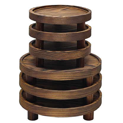 Knowearth 6 PCS Wooden Risers for Display Wood Pedestal Stand Round Mini Tray Stand Rustic Riser Tray Tiered Tray Decor for Party, Wedding, Birthday, Baby Shower (6/8 in)