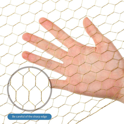 3 Pieces 40 x 13 inches Gold Chicken Wire Net for Craft Projects Lightweight Galvanized Hexagonal Frame Chicken Wire Mesh for Unfinished Wooden Window Frames DIY Craft Work Home Decor