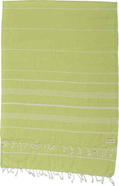 Bersuse Towels Anatolia XL Beach Blanket Throw Blanket Turkish Towel 100% Cotton Extra-Large Quick-Dry Lightweight Premium Peshtemal Towel - 61x82 Inches, Pistacho Green (Set of 3)