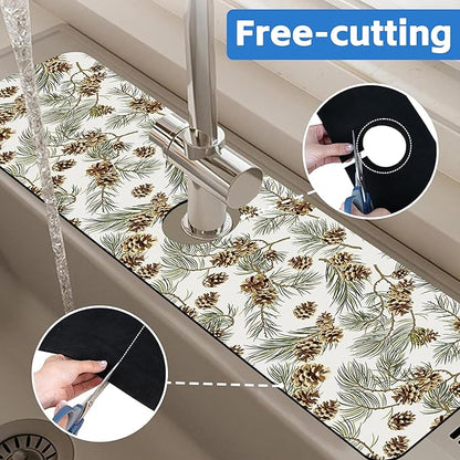 Abstract Pine Cones Sink Faucet Absorbing Mat Splash Guard Behind Faucet Sink