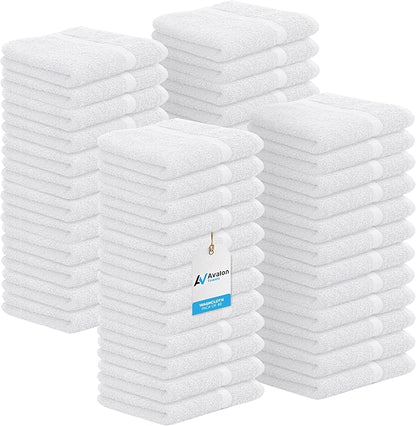 Avalon Towels Cotton Washcloths – Size 12x12 Inches, 100% Ring Spun Cotton
