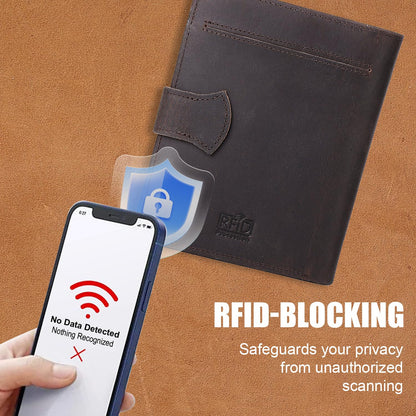 Retroreo Vitus Full Grain Leather Passport Wallet, Travel Document Organizer with RFID Blocking, Dual Passport Slots, Dual Cash Pockets, Multiple Card Holders, a 60-Page Travel Notebook & Pen Included