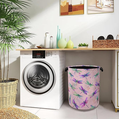 Colorful Dragonfly Laundry Basket, Foldable