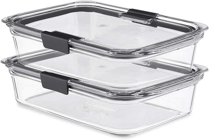 Rubbermaid Brilliance Glass Food Storage Containers, 8 Cup, Leak-Proof