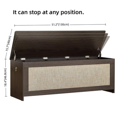 ZenFang 51.2" Storage Chest Extra Large,Storage Bench with 2 Safety Hinges,Wooden Shoe Bench,51.2x15.7x18.3 Inch,Easy Assembly,Storage Bench for Bedroom,Living Room,entryway(Obsidian Black)