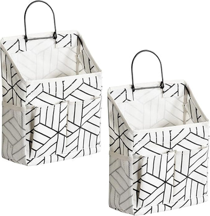 2pcs Wall Hanging Storage Bag, Small Door Closet Linen Fabric Pockets Organizer
