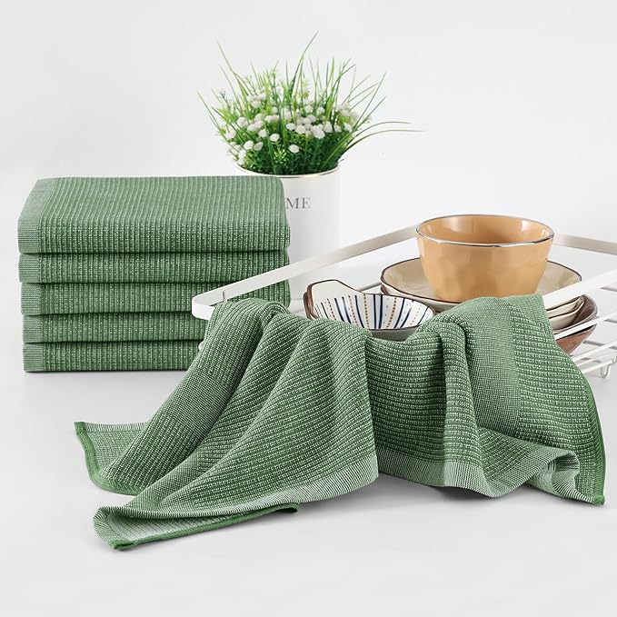 Homaxy Premium Kitchen Towels, Large Cotton Kitchen Hand Towels, Flat and Terry