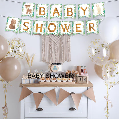 Motiskyy 115 Pcs Woodland Baby Shower Banners Kit DIY Woodland Party Banner Customizable Forest Animal Letters for Baby Shower Kids Birthday Party Decoration