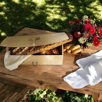 THE BIOPHILIQ Large Birch Wood Bread Box 15″ | Natural Bread Storage Bin for Kitchen Countertop, Eco-Friendly Loaf Keeper | No Assembly Needed| Lightweight & Portable for Picnic, Camping & Travel