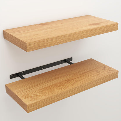Ornawit Floating Shelves for Wall, 9.3" Deep Wall Mounted Wood Shelves for Bathroom, Bedroom, Living Room, Kitchen, Hanging Shelf for Books/Storage/Room Decor (Oak, 24")