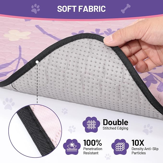 Washable Dog Pee Pads - Absorbent Reusable Puppy Training Pads, Waterproof Leak - Proof & Non - Slip for Crate Whelping Potty Training 24x18 (Pack of 2)